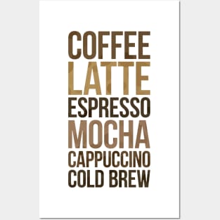 Coffee Beverages Typography Stack Posters and Art